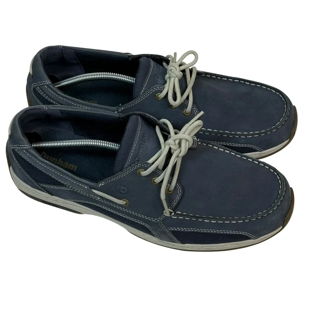 Dunham Captain Mens Boat Shoes Navy Blue Leather 13 XXW Extra Wide DHCAPTAIN